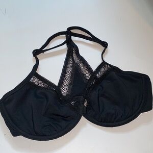 Seafolly black‎ bra size 4 US lace no padding new without tags small